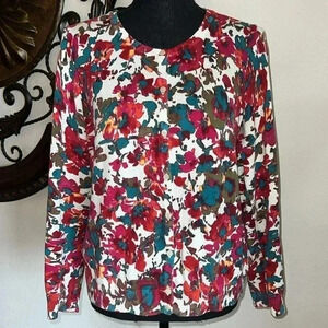Talbots Women’s 100% Cotton Floral Cardigan Large